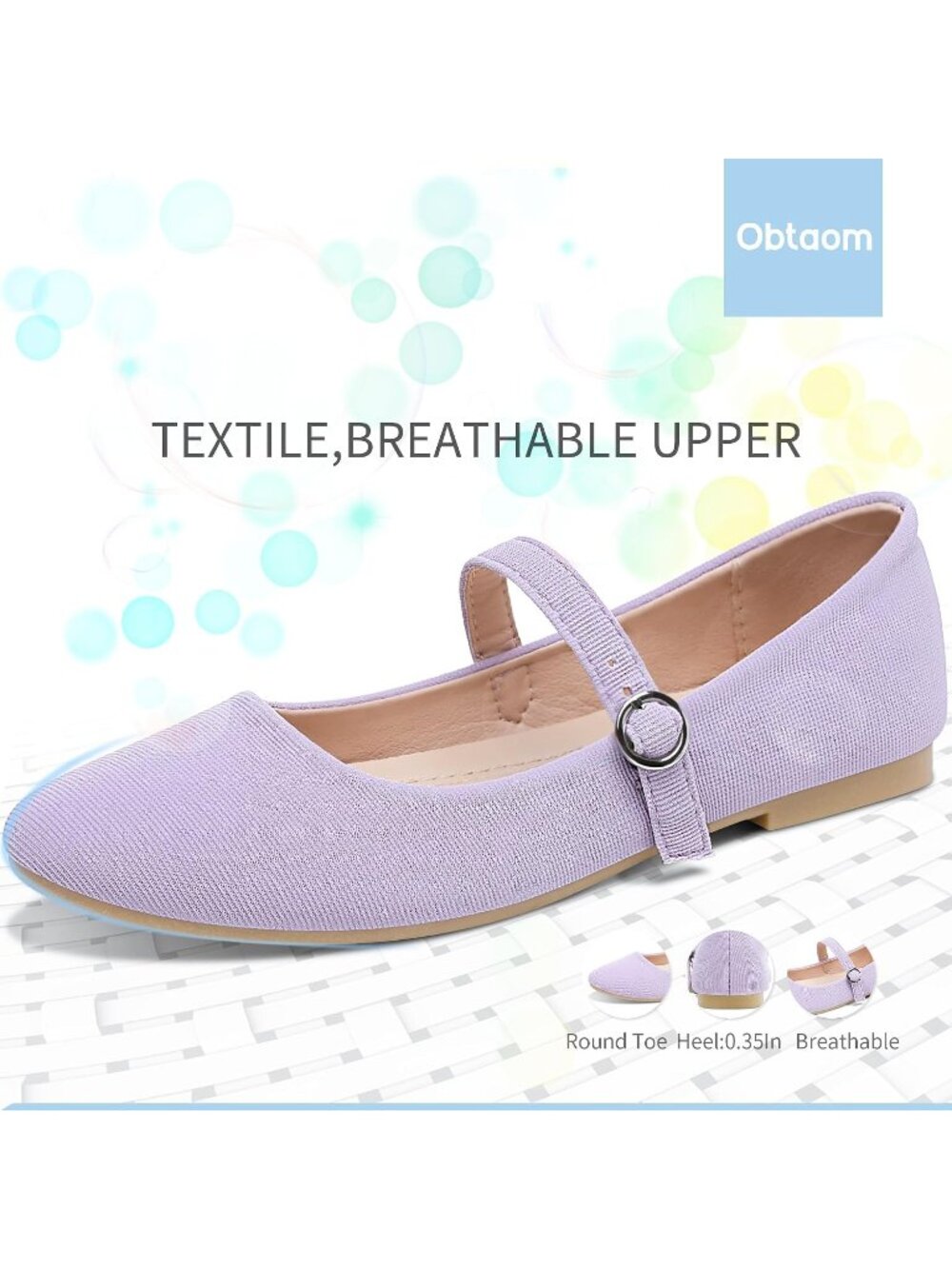 Womens Purple Canvas Round Toe Ballet Business Flats Comfortable Flat Shoes - Picture 3 of 6